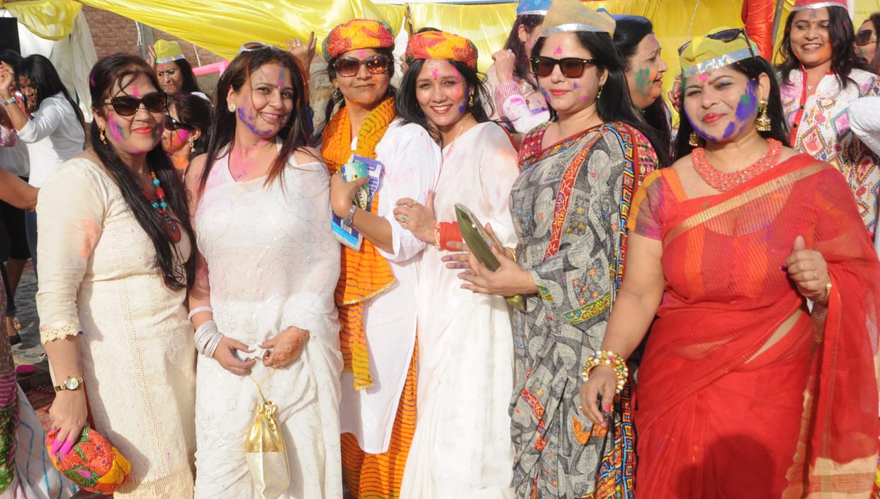 Holi celebration starts in Lucknow.