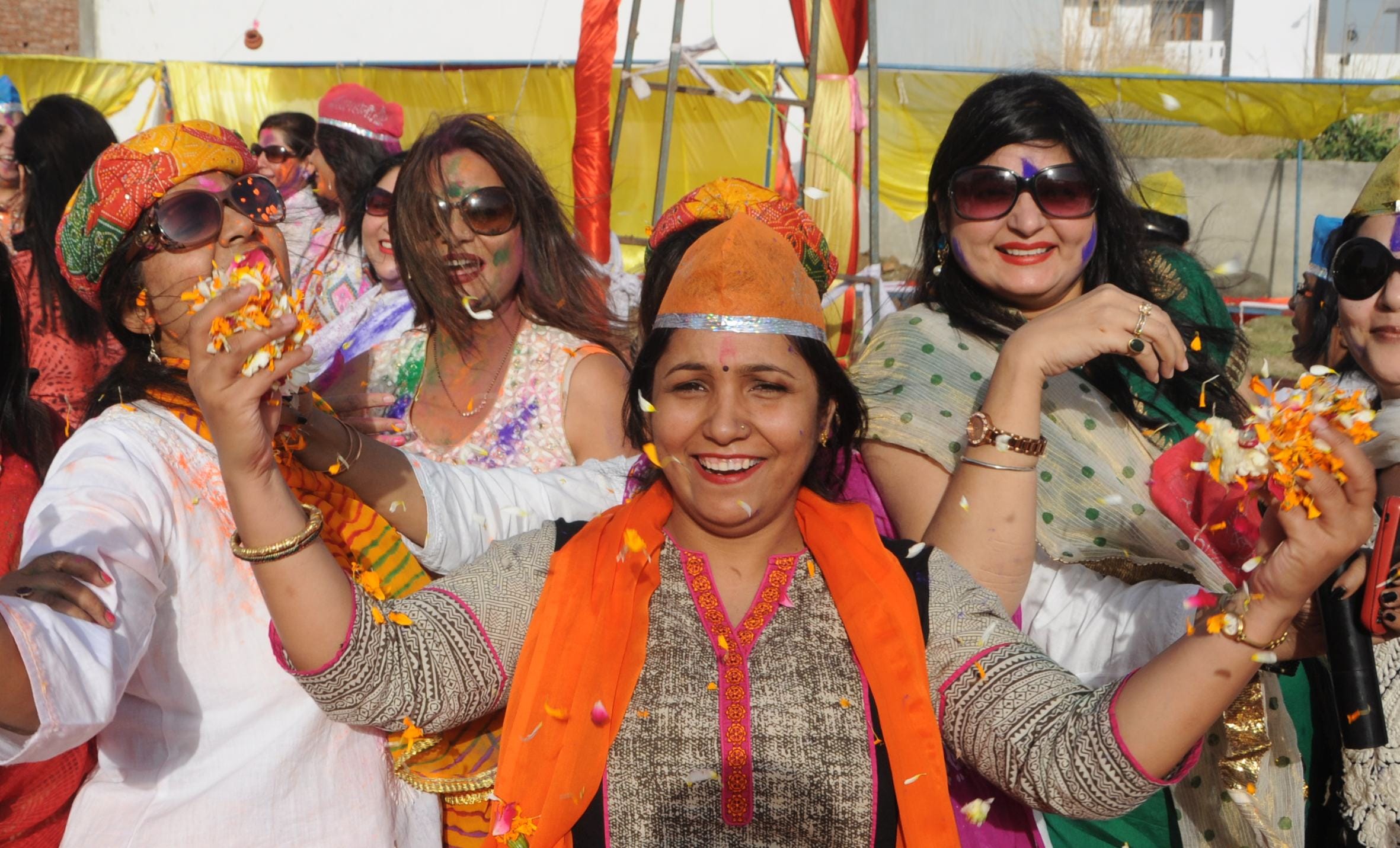 Holi celebration starts in Lucknow.