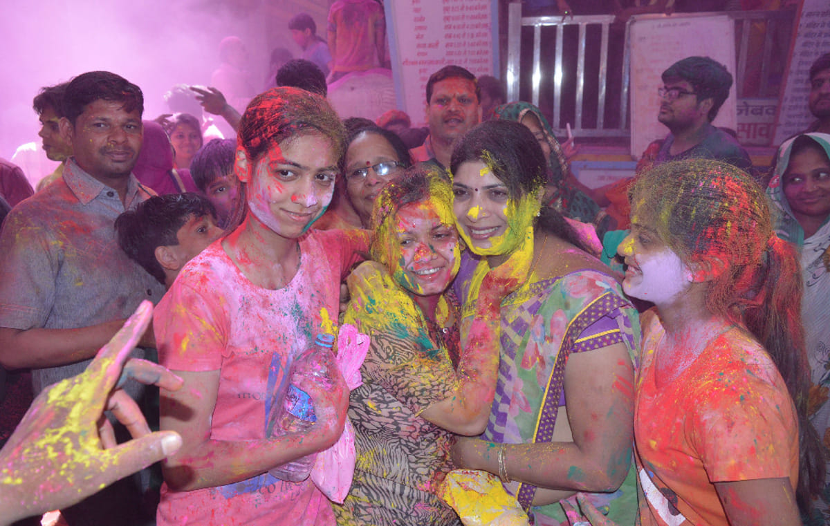 holi celebration with lord krishna