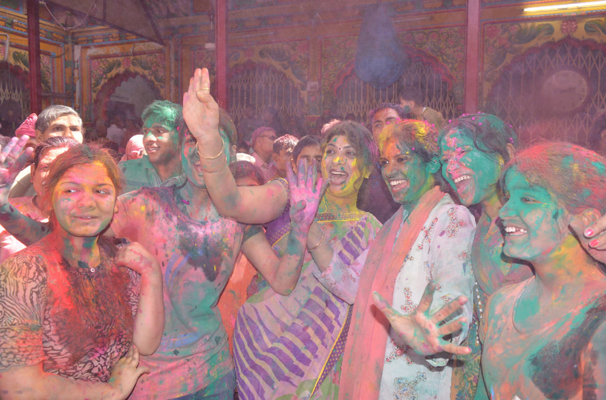 holi celebration with lord krishna