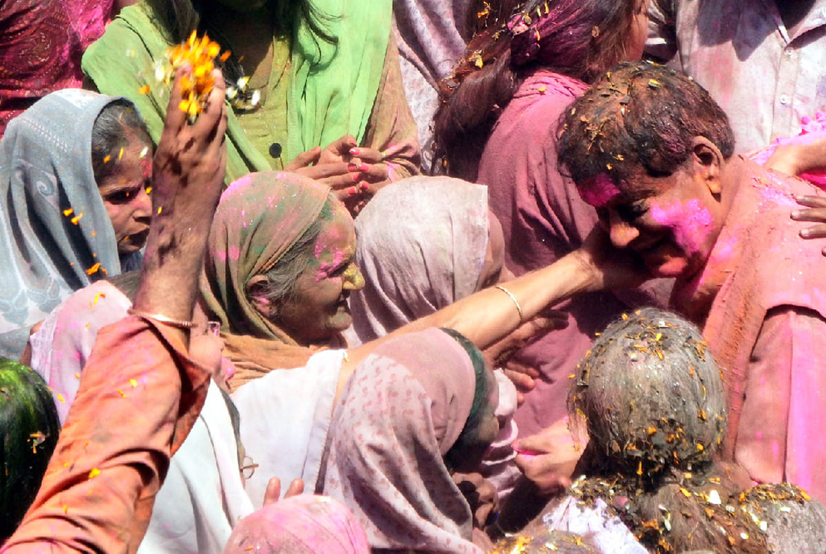 widow celebrated holi in the gopinath temple
