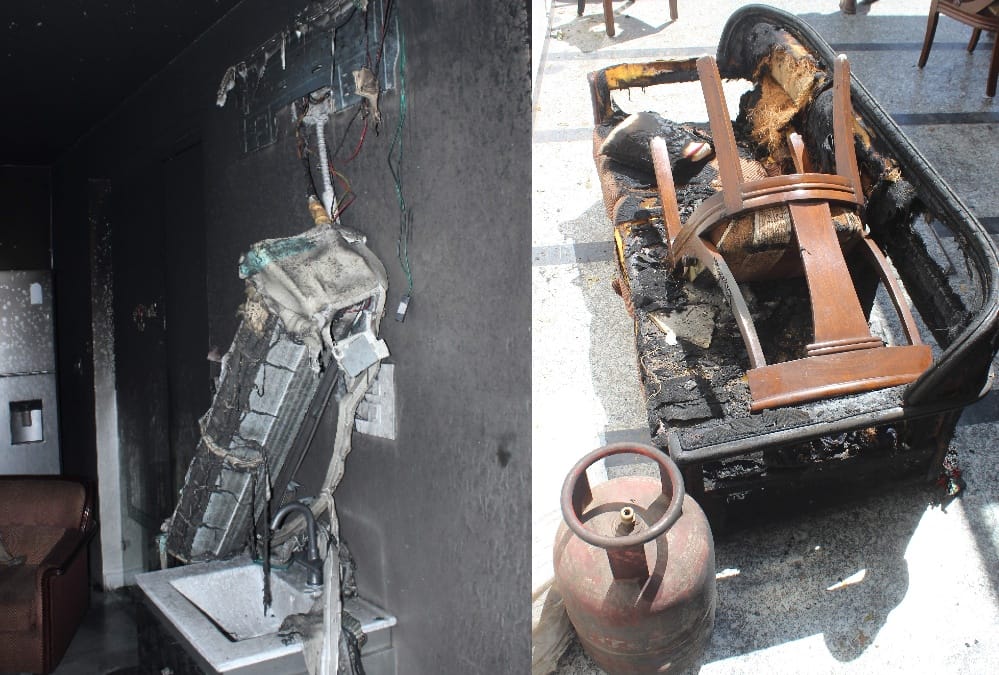 building fire in panchkula, industrilist wife dead, daughter in law burned, panchkula