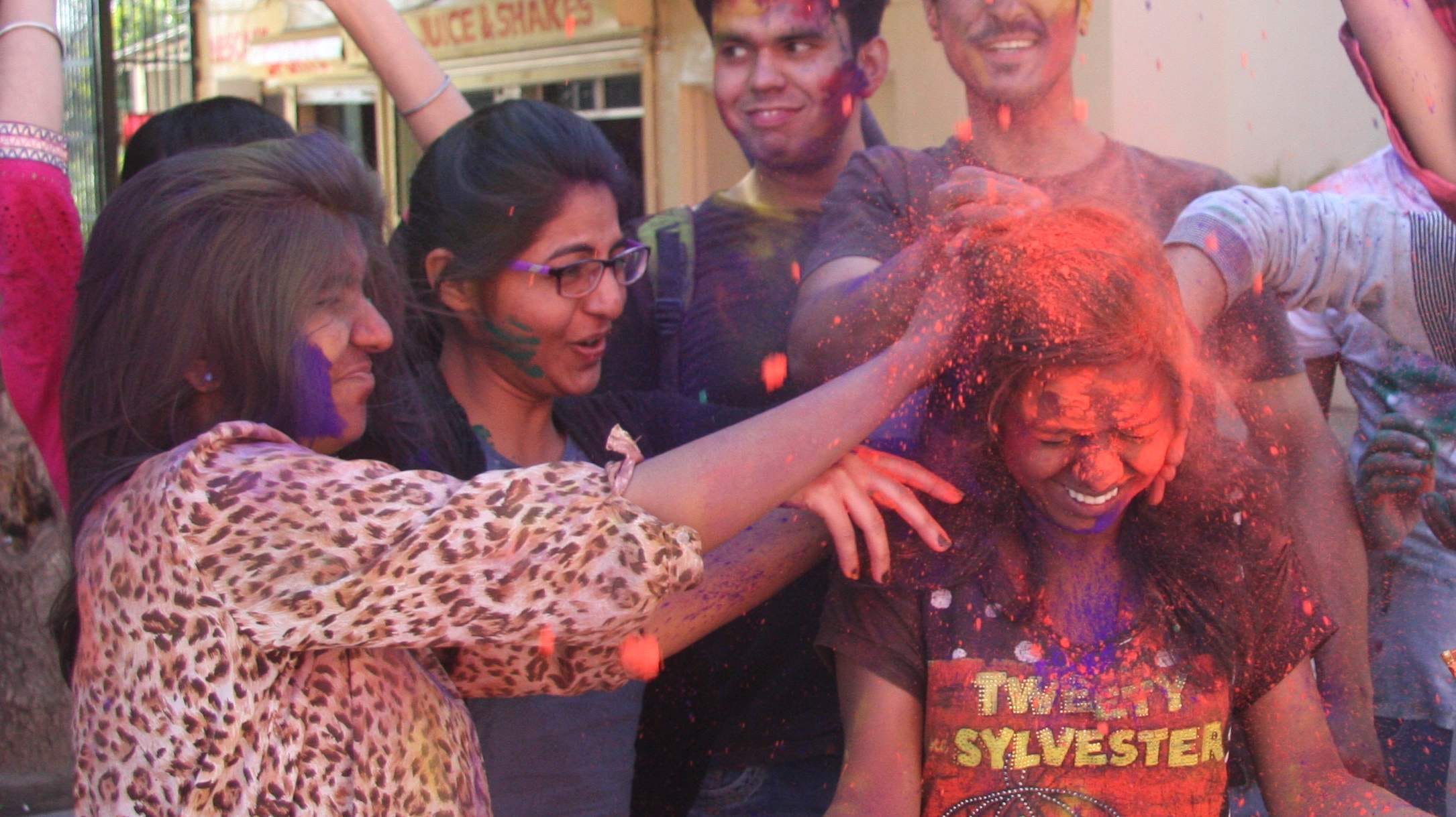 holi, holi celebration, holi festival, punjab university, chandigarh