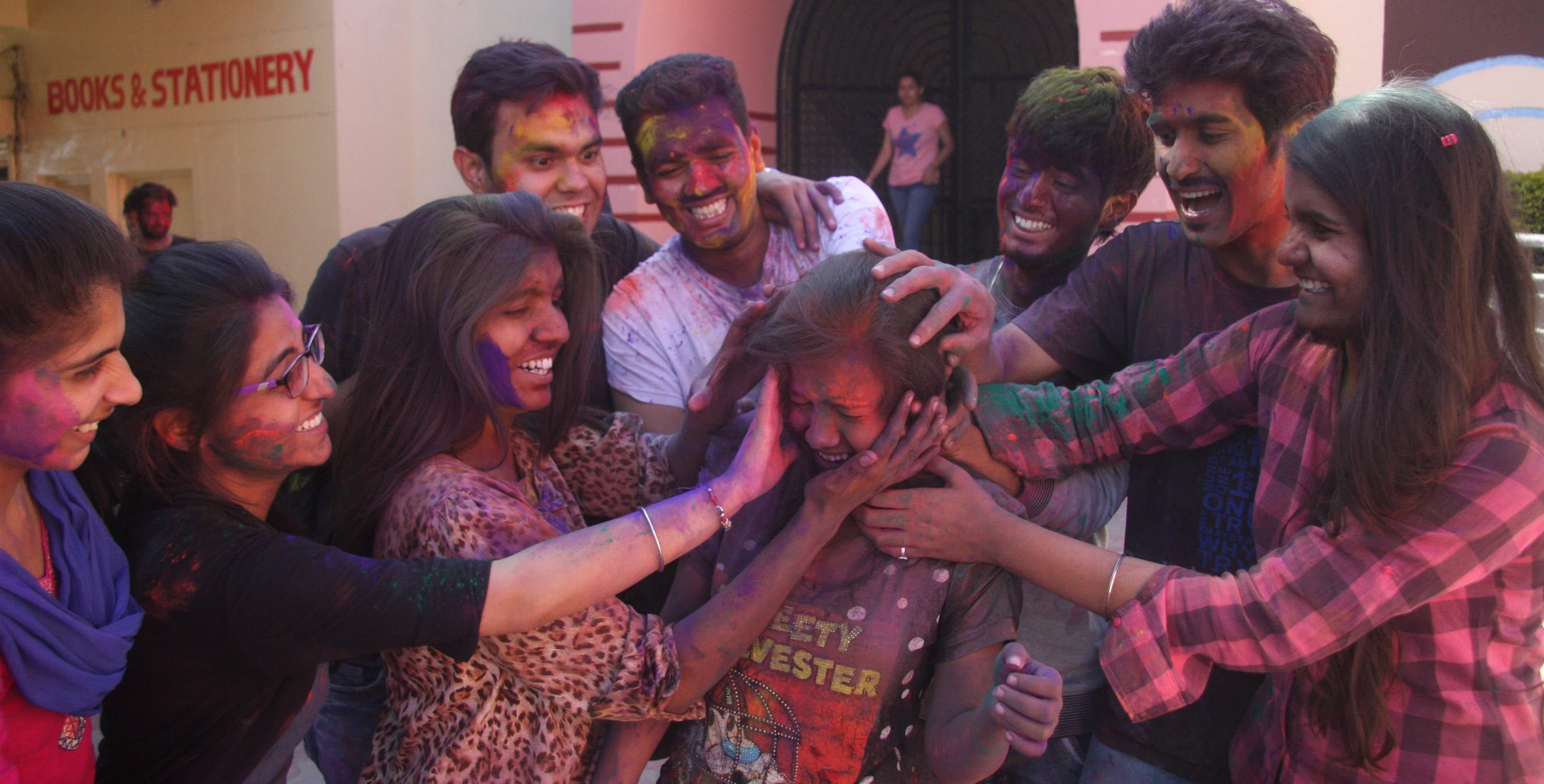holi, holi celebration, holi festival, punjab university, chandigarh