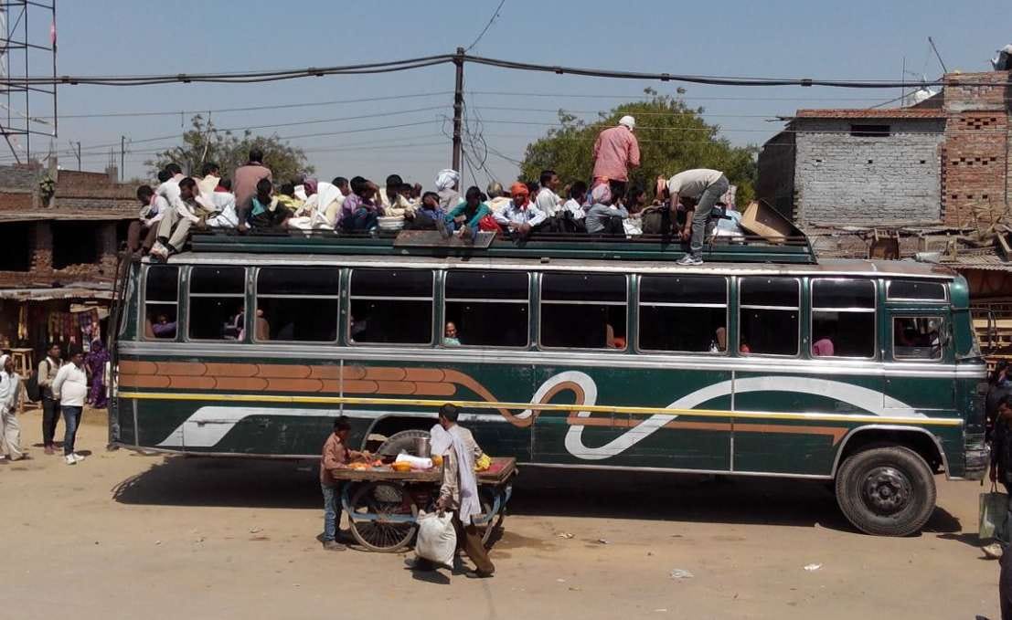 Sitting on the roof of the train-bus journey
