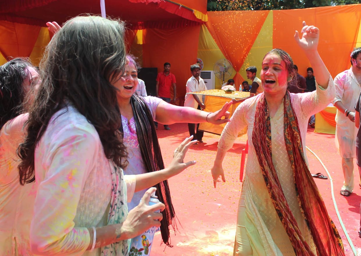 Holi celebration in Mulayam home.