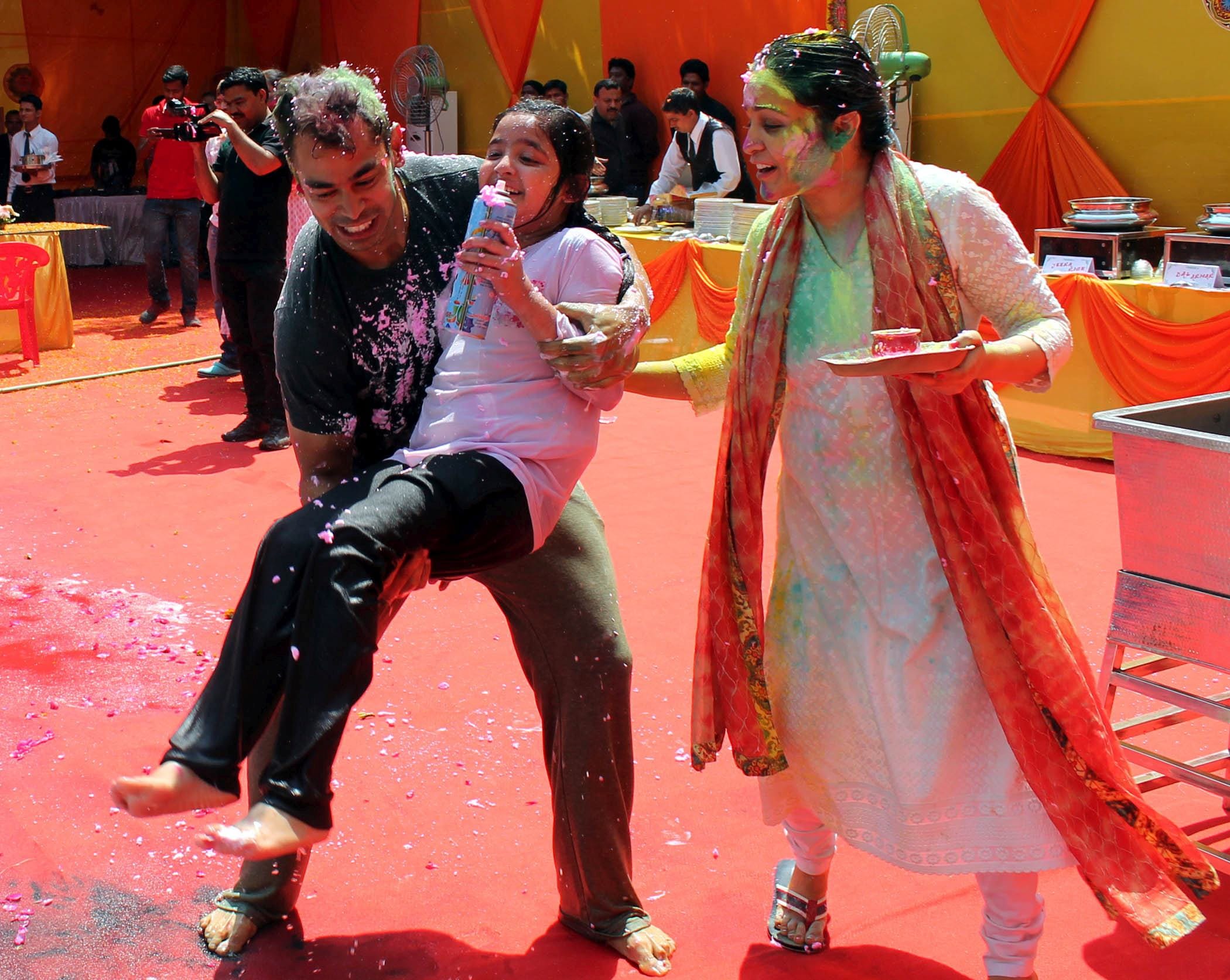Holi celebration in Mulayam home.