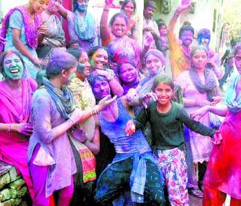 Plenty blow Abir-Gulal, a splash of Holi
