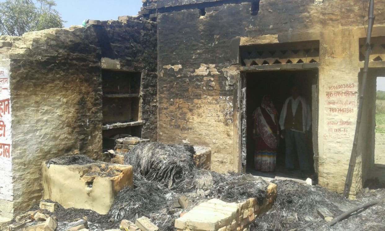 Six huts burned