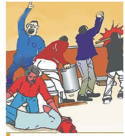 Dragging from the home keeper beaten soldier's widow