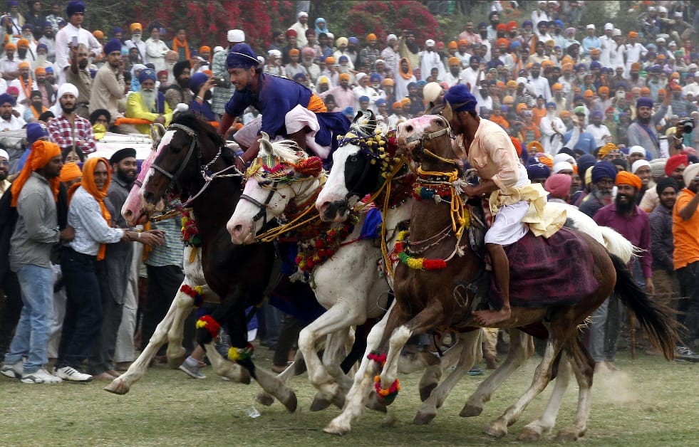 nihang sikhs shown amazing stunts in Hola Mohalla