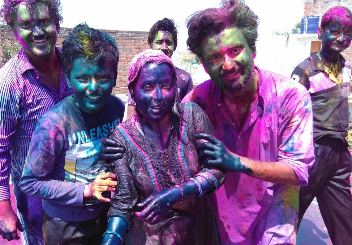Children put voting ink 