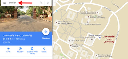  google search is showing jnu on anti national and sedition