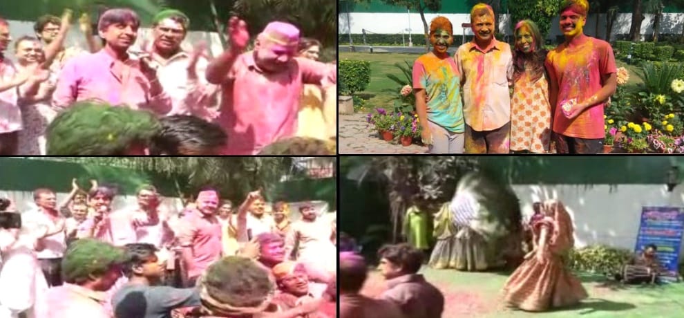 kejriwal celebrates holi at his residence