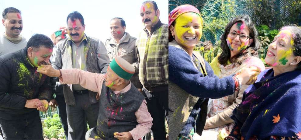 Cm Virbhadra Singh celebrates Holi in Holly Lodge