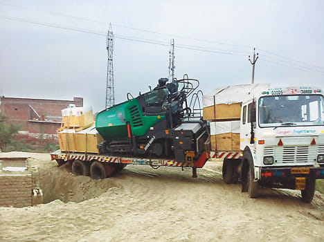 Trucks stranded on the bridge