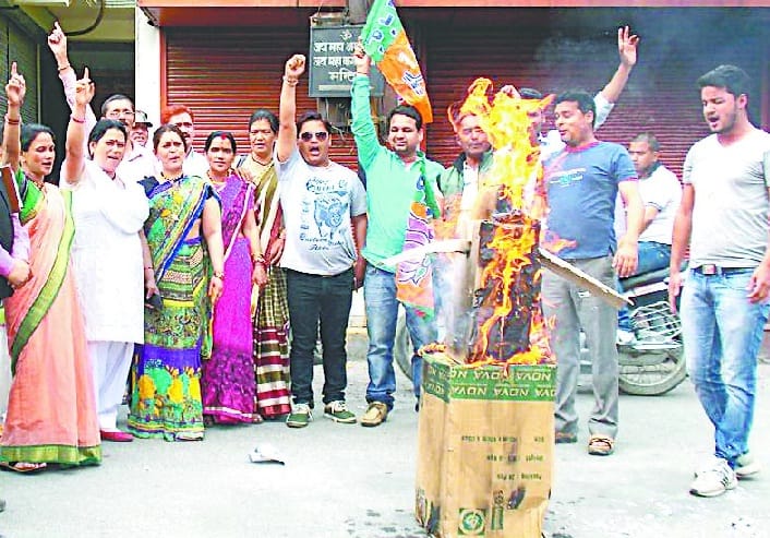 chief minister's effigy burnt