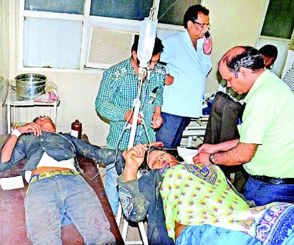  Three died and 18 injured in an accident in bahraich.