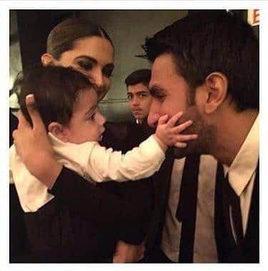 Deepika Padukone and Ranveer Singh with this cutie pie