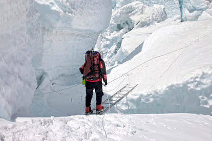 Because of  earthquake , many holes in the world's highest peak 