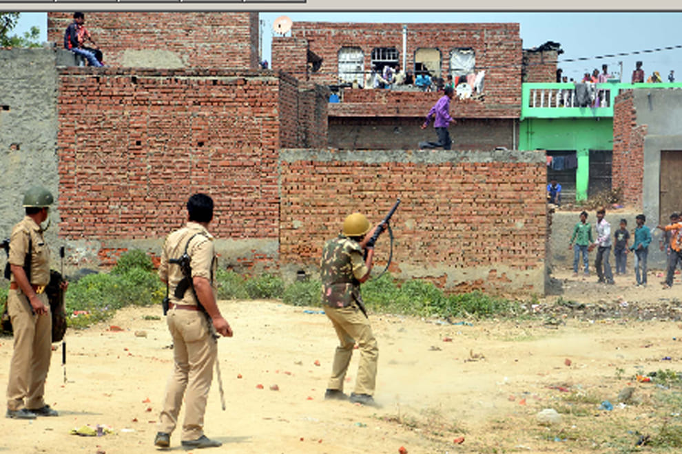 Agitated villagers drove policemen