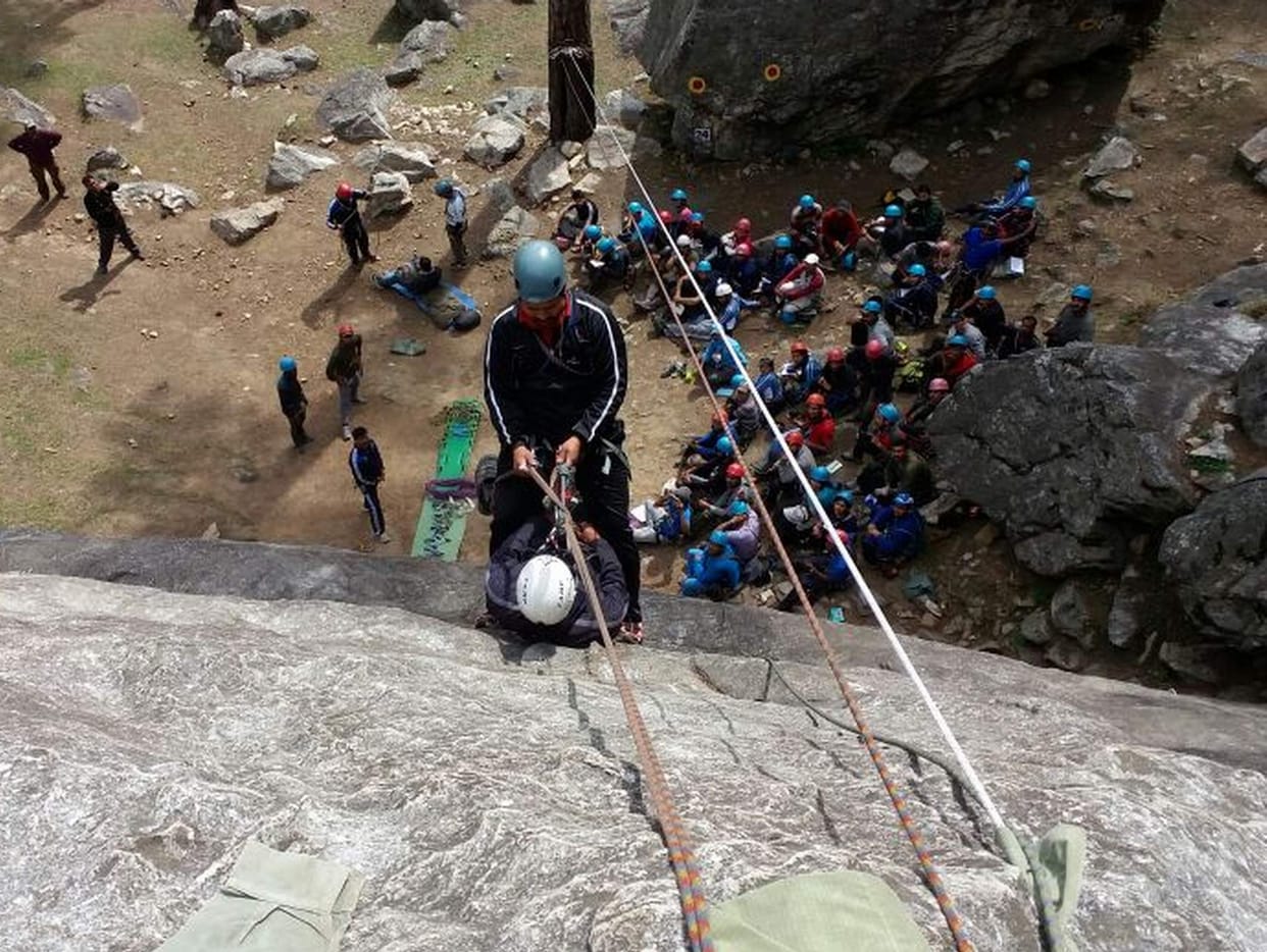 The trainees learned the tricks of rock climbing
