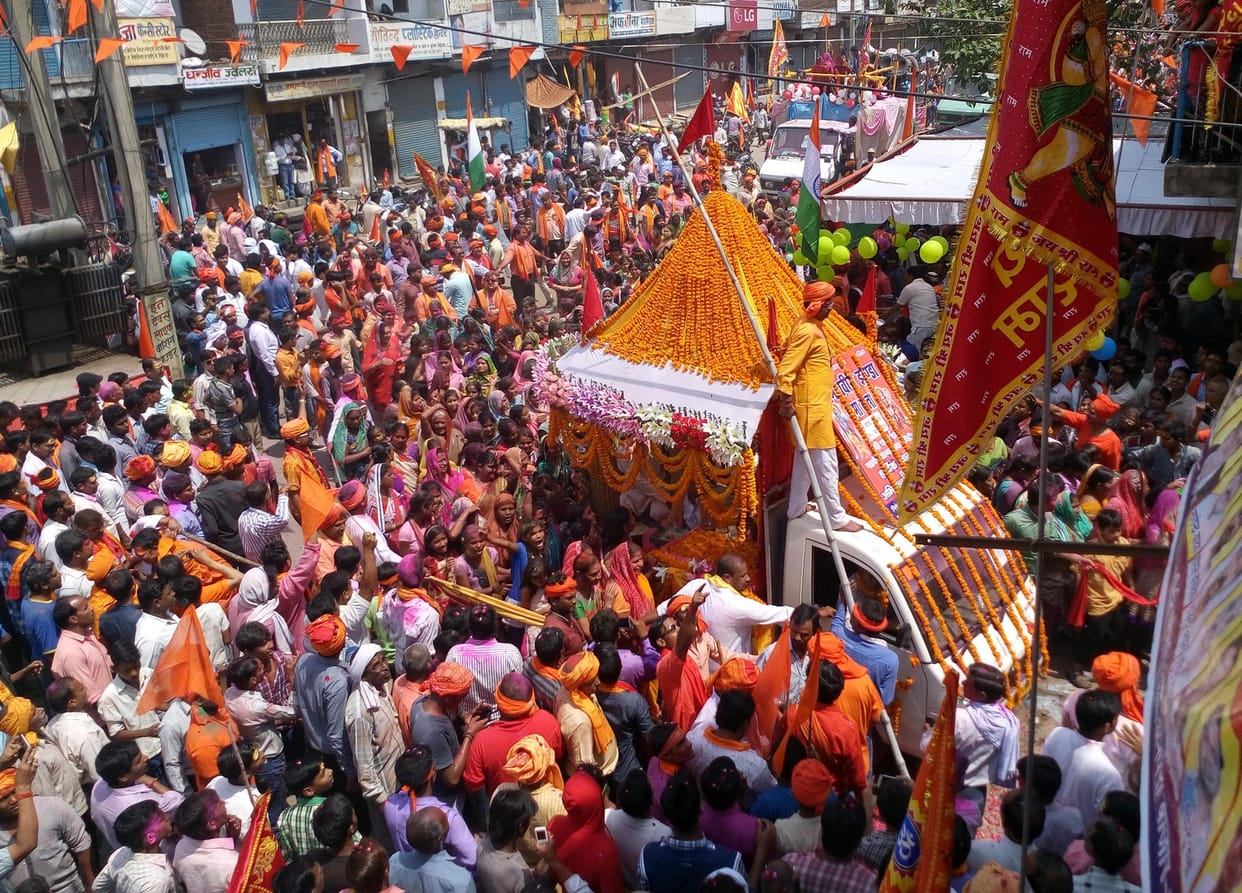Mhowiri flag procession aroused was swamped