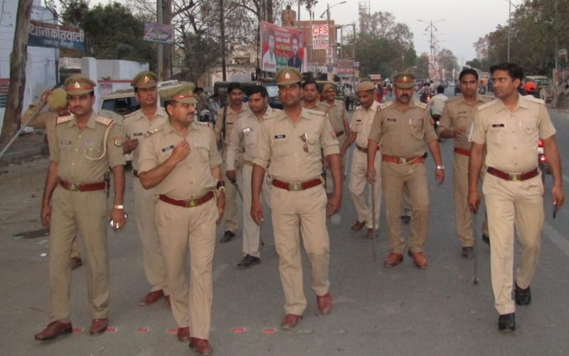 Police late evening flag marches