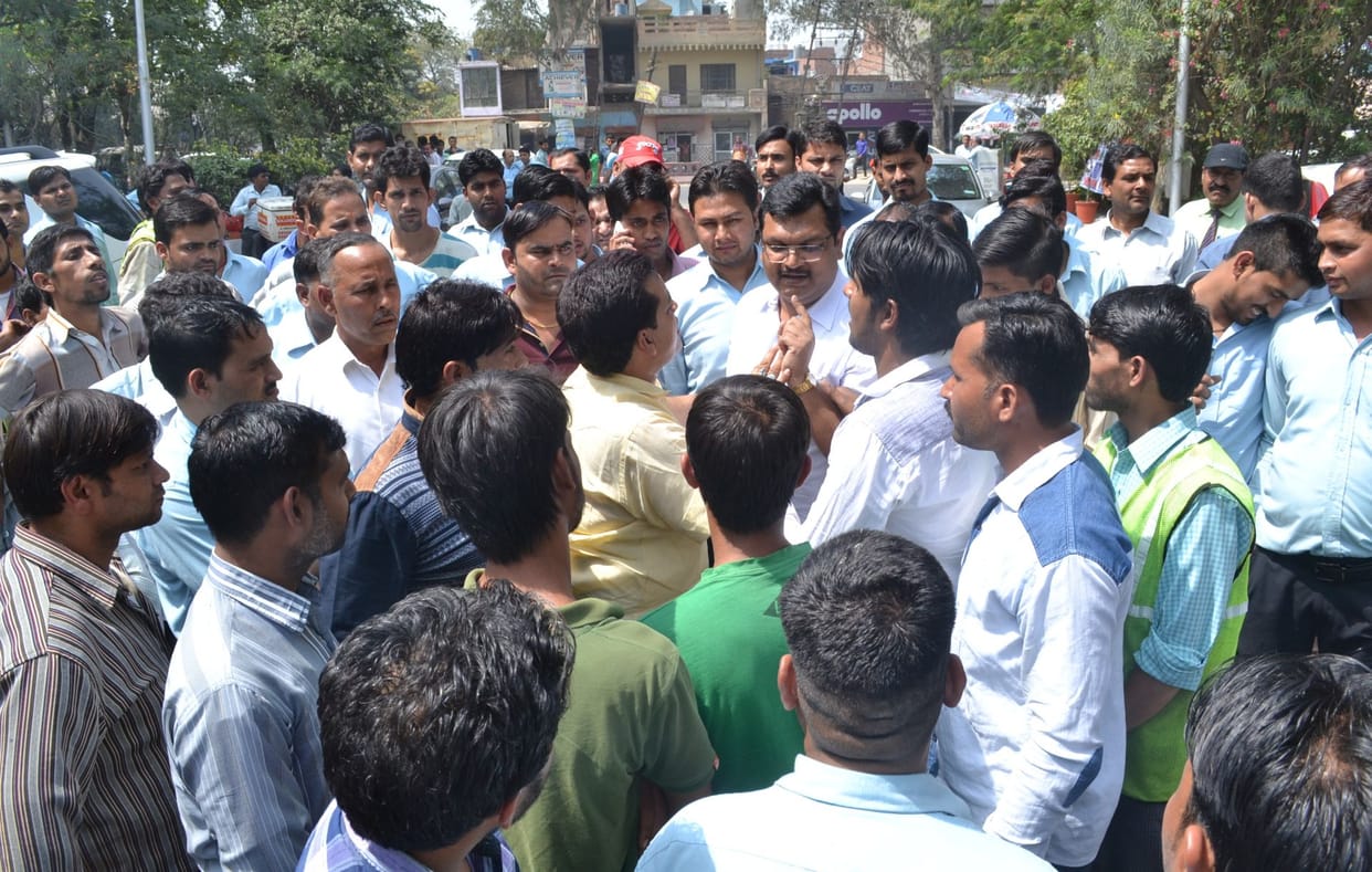 Shriram Pistons made by the commotion at the gate of the company