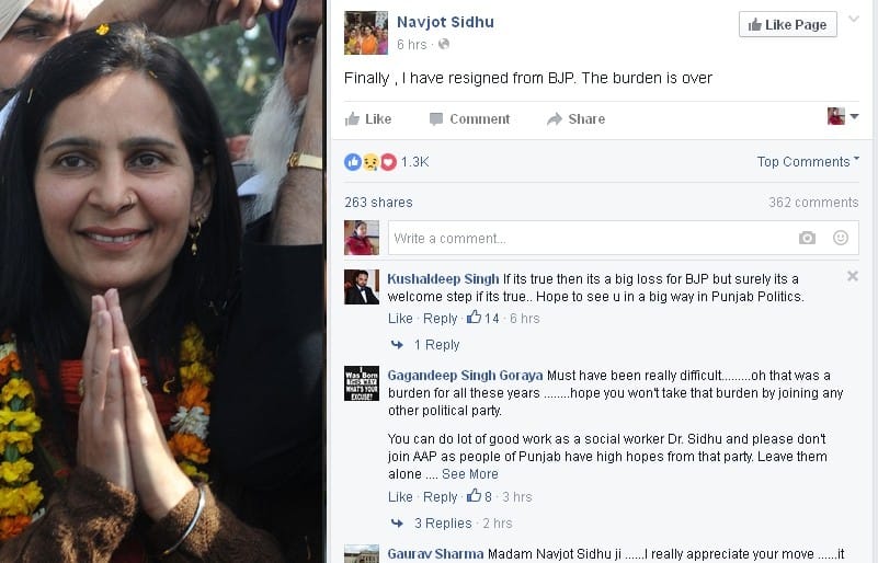 navjot kaur sidhu, punjab bjp, april fool, facebook, navjot sidhu, punjab