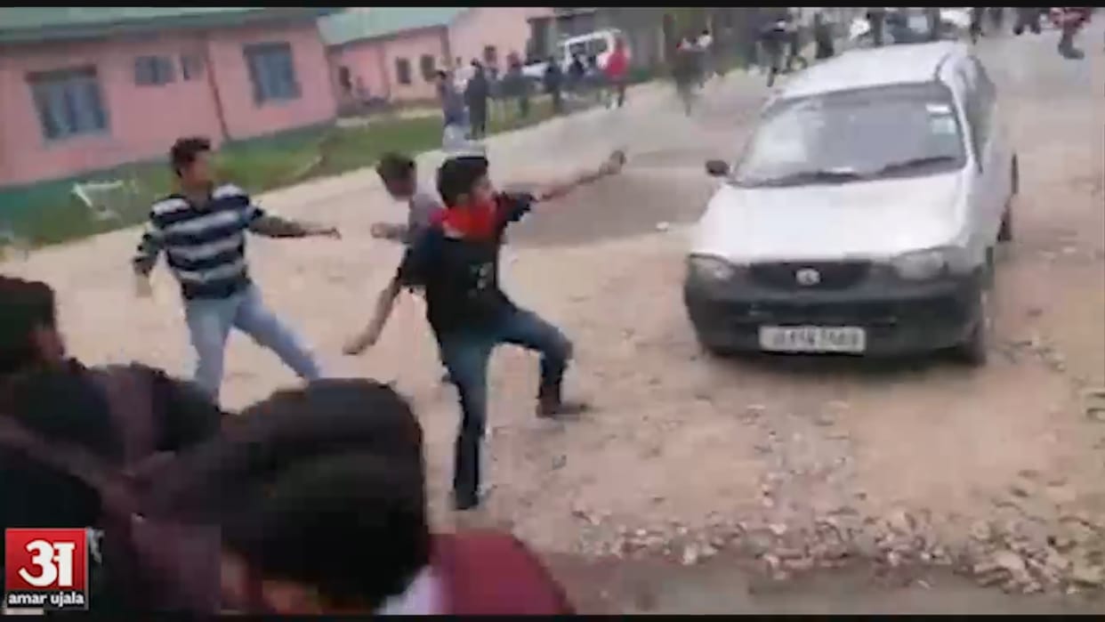 two threw stones, three injured