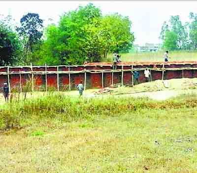 Illegal construction taking place on the school playing field