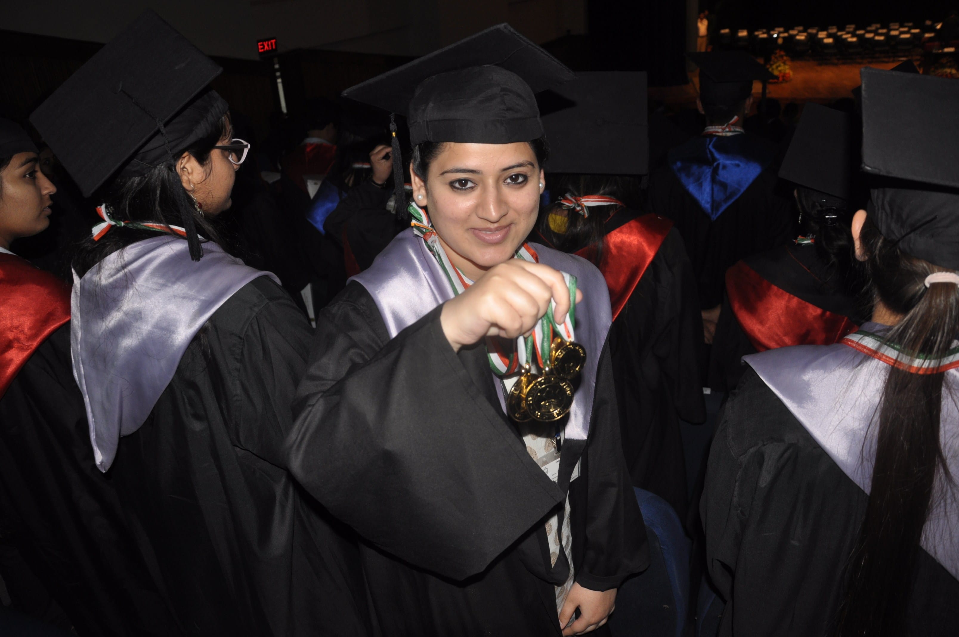 Student happy to receive medal