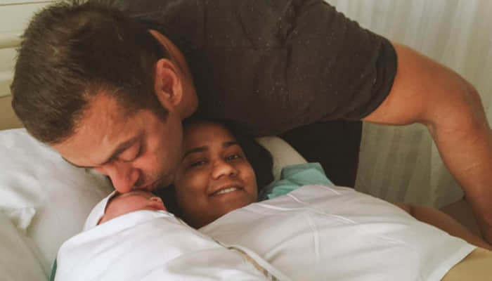 Salman Khan meets and kisses Arpita's baby boy Ahil