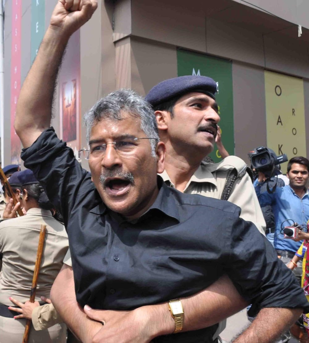  69 AAP party activists arrested.