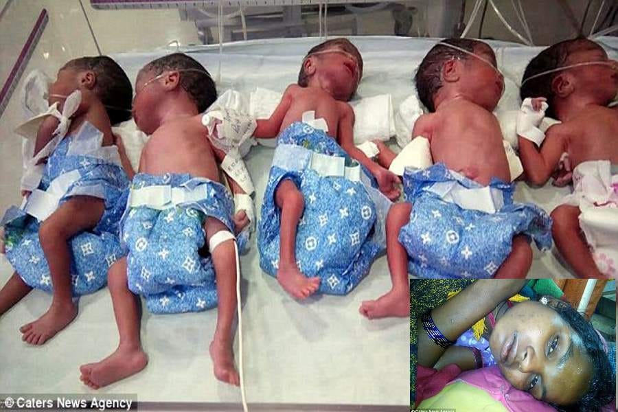 woman gives birth to quintuplets