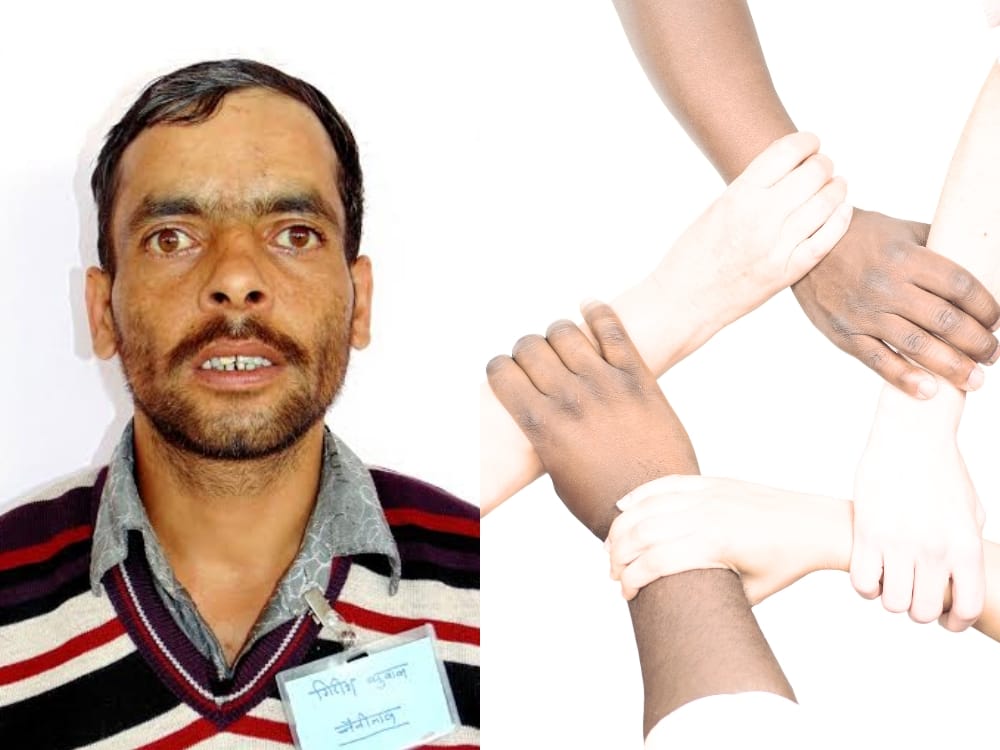 blind girish helps public