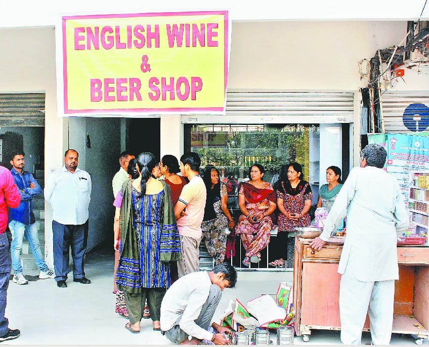 wine, wine shop, Residential area, in front of house, panchkula