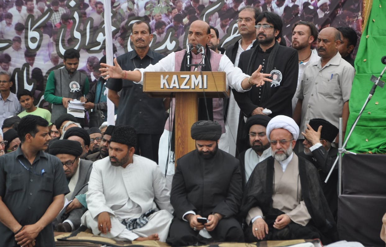 Rajnath Singh in a majlis in Lucknow.