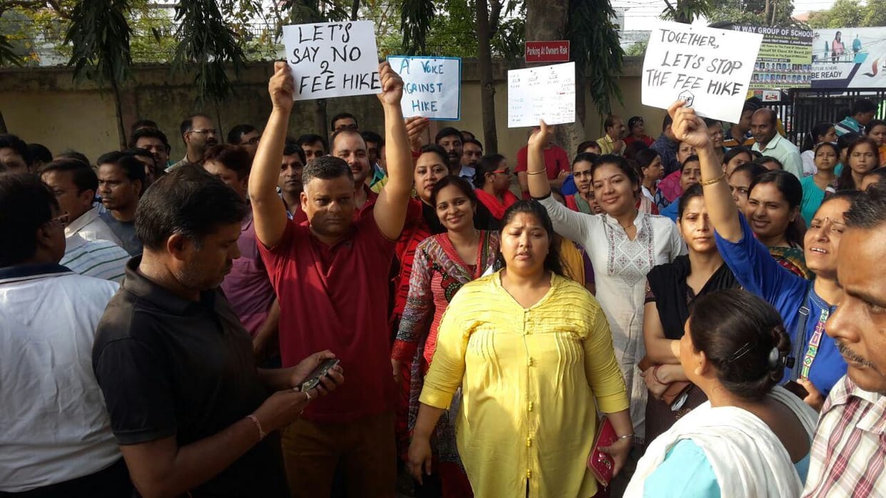 parents protest against fees hike