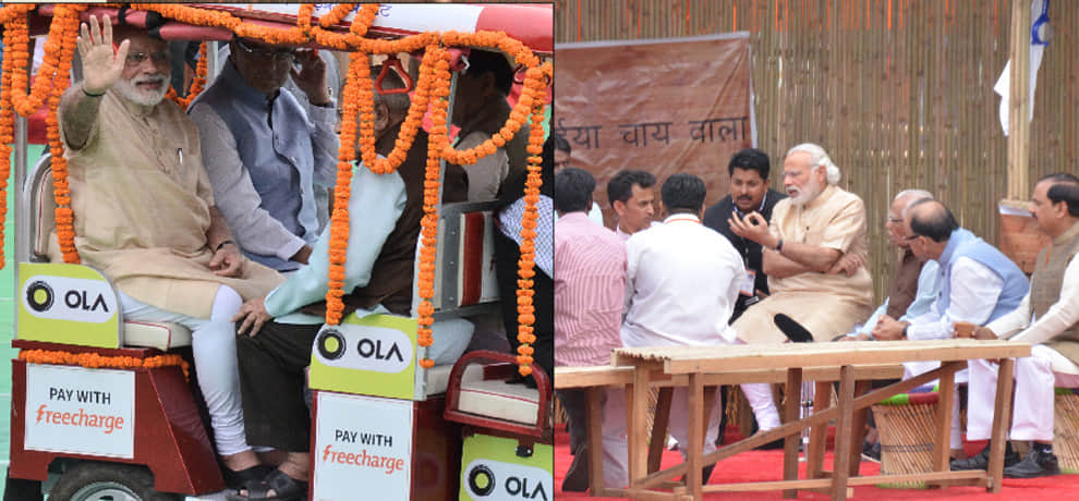 special moments of Modi's program, Prime Minister's e-rickshaw ride and chai par charcha