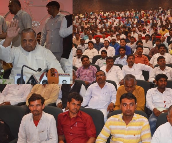 Mulayam Singh Yadav in a assembly in Lucknow.