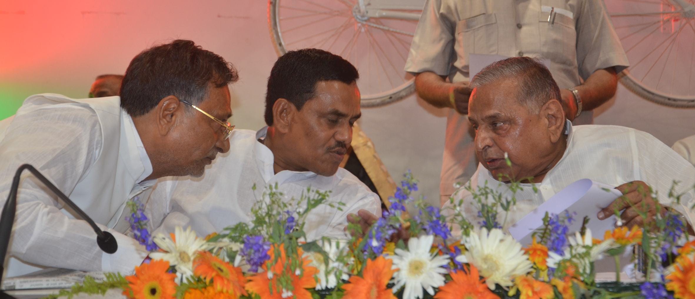 Mulayam Singh Yadav in a assembly in Lucknow.