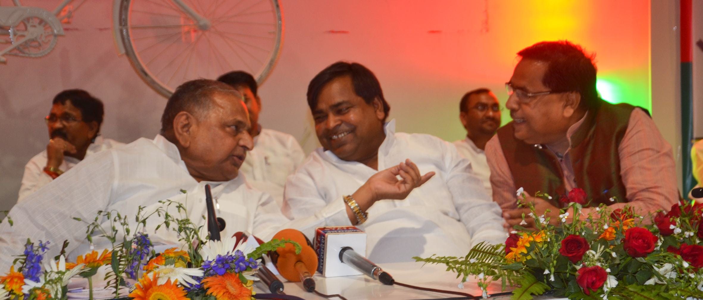 Mulayam Singh Yadav in a assembly in Lucknow.