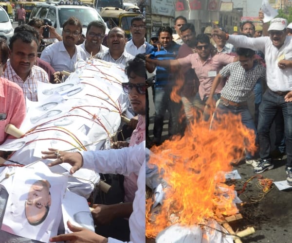 Jewellers protest against central govt in lucknow.
