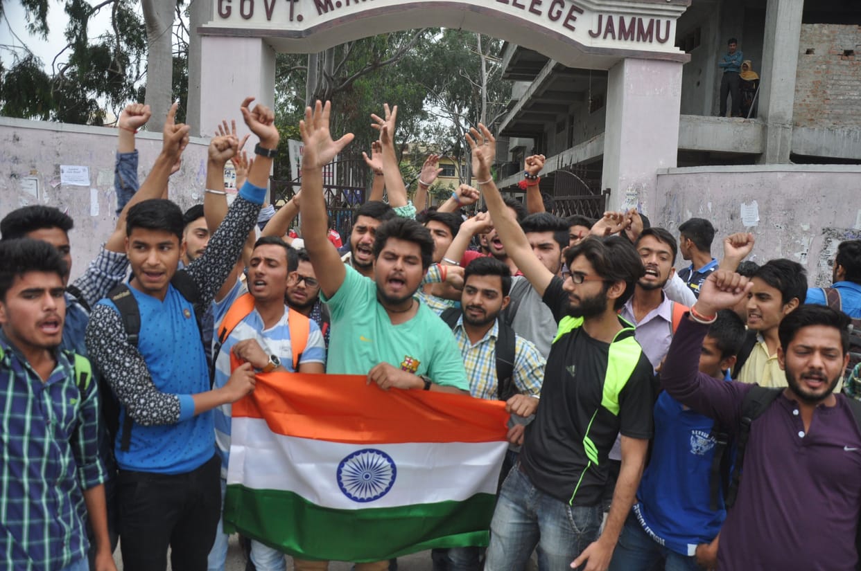 student protest in udhampur