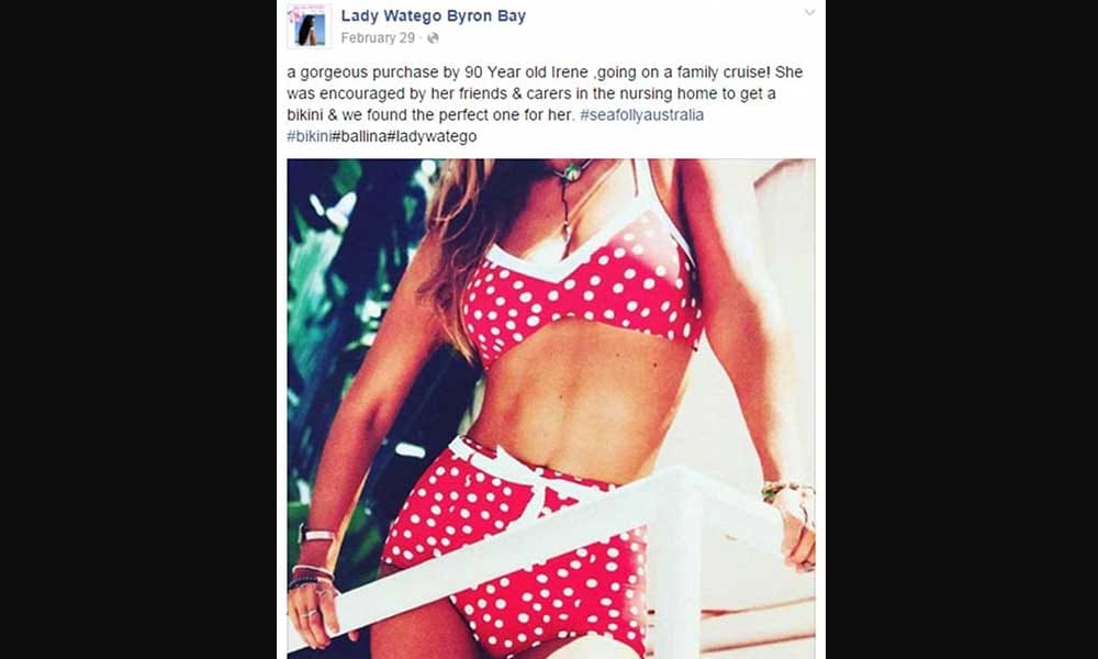 90 year old woman wears bikini on holidays