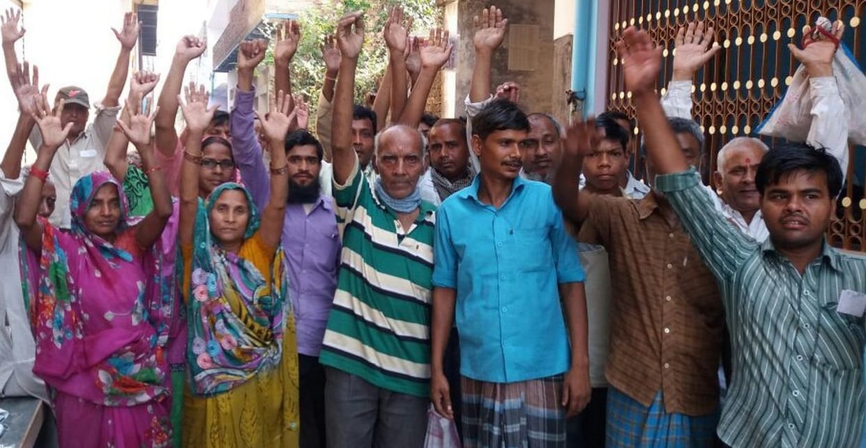 villagers protesting 