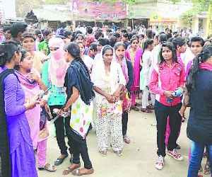  Students at the examination centers commotion