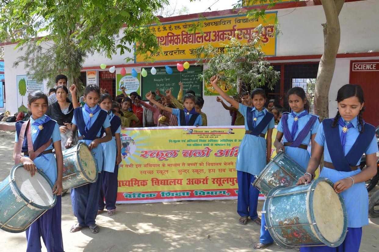 The children took the school's campaign rally